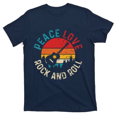 Peace Love Rock Roll Guitar Player Guitarist Vintage T-Shirt