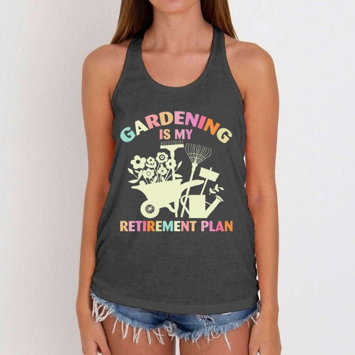 Planting Lover Retired Gardening Is My Retirement Plan Women's Knotted Racerback Tank