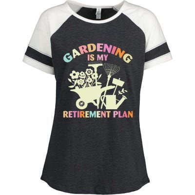 Planting Lover Retired Gardening Is My Retirement Plan Enza Ladies Jersey Colorblock Tee