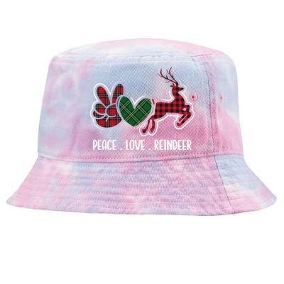 Peace Love Reindeer Christmas Family Deer Lover Xmas Party Tie-Dyed Bucket Hat