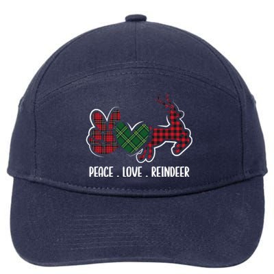 Peace Love Reindeer Christmas Family Deer Lover Xmas Party 7-Panel Snapback Hat