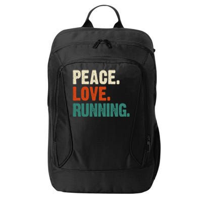 Peace Love Running Funny Mother Father Running Lover Vintage Gift City Backpack