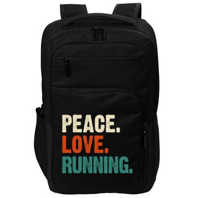 Peace Love Running Funny Mother Father Running Lover Vintage Gift Impact Tech Backpack