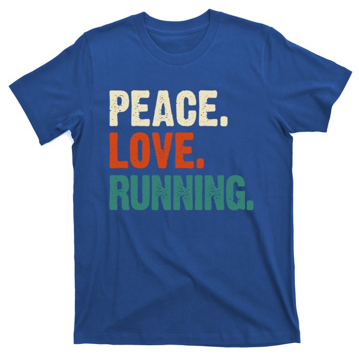 Peace Love Running Funny Mother Father Running Lover Vintage Gift T-Shirt