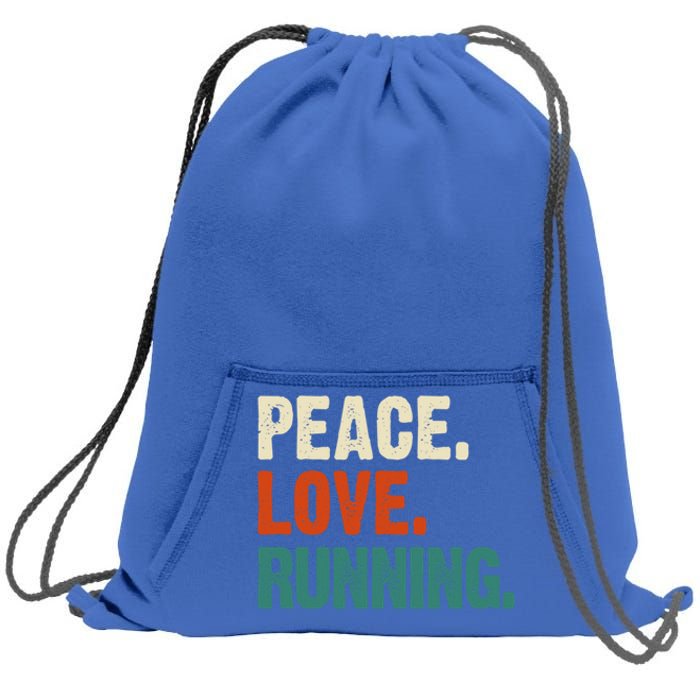 Peace Love Running Funny Mother Father Running Lover Vintage Gift Sweatshirt Cinch Pack Bag