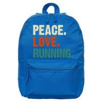 Peace Love Running Funny Mother Father Running Lover Vintage Gift 16 in Basic Backpack