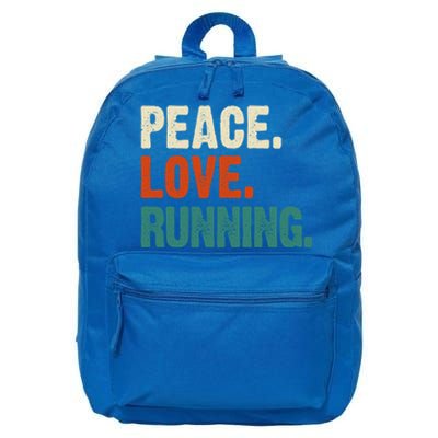 Peace Love Running Funny Mother Father Running Lover Vintage Gift 16 in Basic Backpack