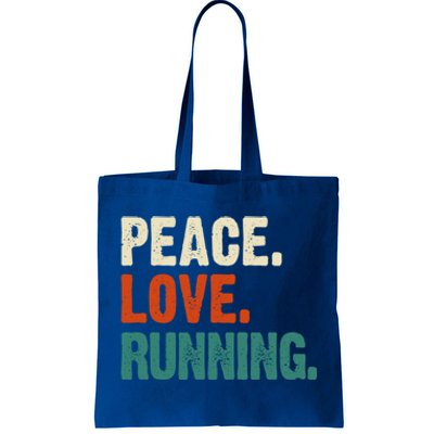 Peace Love Running Funny Mother Father Running Lover Vintage Gift Tote Bag