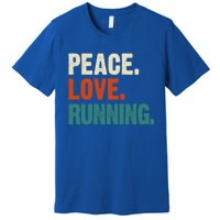 Peace Love Running Funny Mother Father Running Lover Vintage Gift Premium T-Shirt