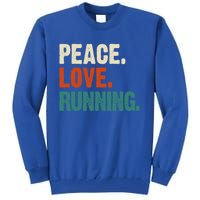 Peace Love Running Funny Mother Father Running Lover Vintage Gift Tall Sweatshirt