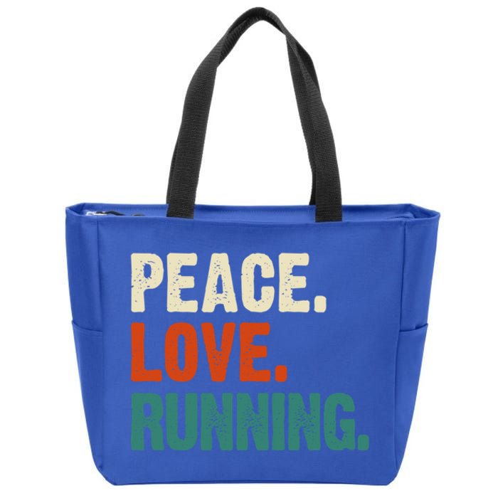 Peace Love Running Funny Mother Father Running Lover Vintage Gift Zip Tote Bag