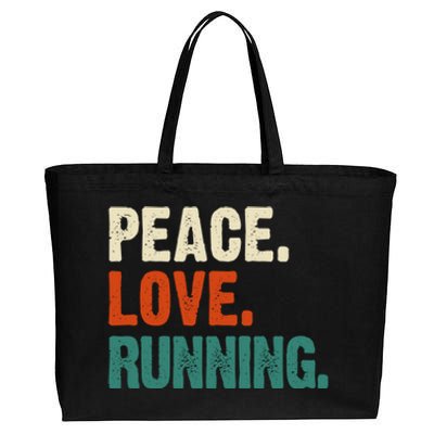 Peace Love Running Funny Mother Father Running Lover Vintage Gift Cotton Canvas Jumbo Tote