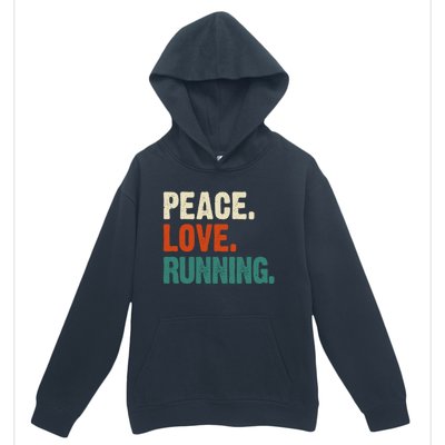 Peace Love Running Funny Mother Father Running Lover Vintage Gift Urban Pullover Hoodie