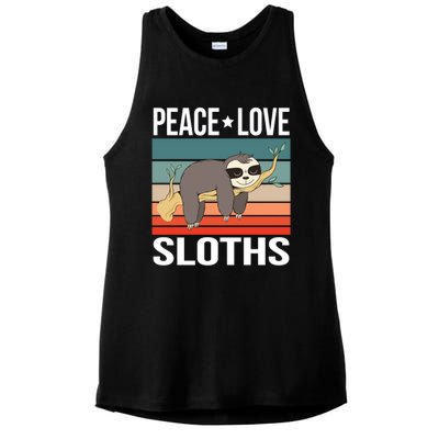 Peace Love Sloths Quote Retro Animal Vintage Gift Ladies PosiCharge Tri-Blend Wicking Tank