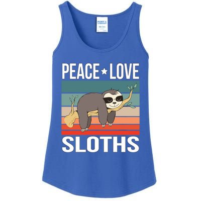 Peace Love Sloths Quote Retro Animal Vintage Gift Ladies Essential Tank