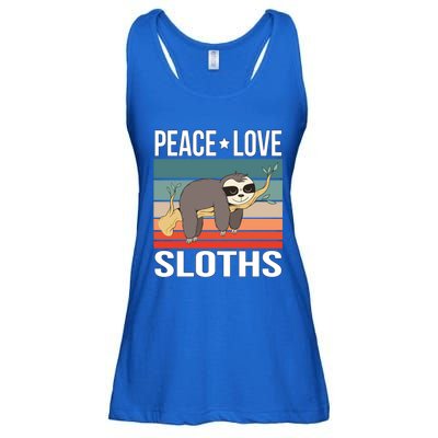 Peace Love Sloths Quote Retro Animal Vintage Gift Ladies Essential Flowy Tank