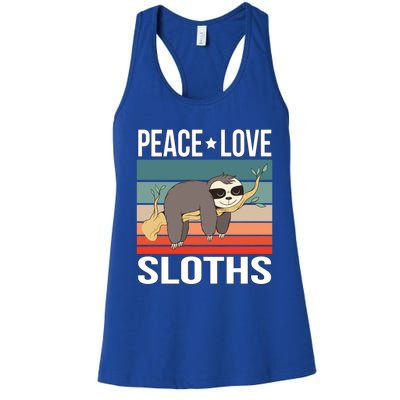 Peace Love Sloths Quote Retro Animal Vintage Gift Women's Racerback Tank