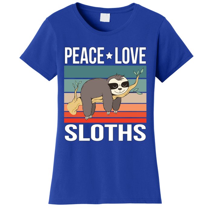 Peace Love Sloths Quote Retro Animal Vintage Gift Women's T-Shirt