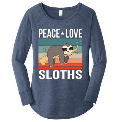 Peace Love Sloths Quote Retro Animal Vintage Gift Women's Perfect Tri Tunic Long Sleeve Shirt