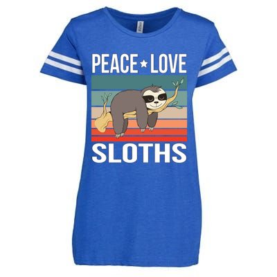 Peace Love Sloths Quote Retro Animal Vintage Gift Enza Ladies Jersey Football T-Shirt