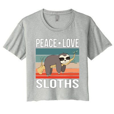 Peace Love Sloths Quote Retro Animal Vintage Gift Women's Crop Top Tee