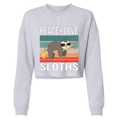 Peace Love Sloths Quote Retro Animal Vintage Gift Cropped Pullover Crew