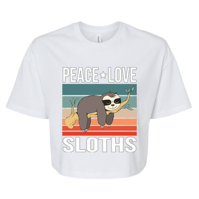 Peace Love Sloths Quote Retro Animal Vintage Gift Bella+Canvas Jersey Crop Tee