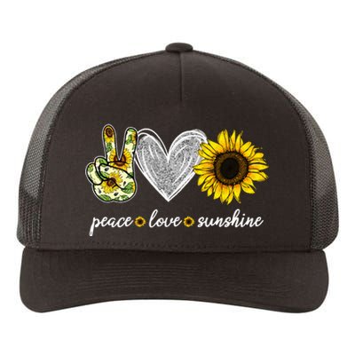 Peace Love Sunshine Sunflower Hippie Sunflower Lover Gifts Yupoong Adult 5-Panel Trucker Hat