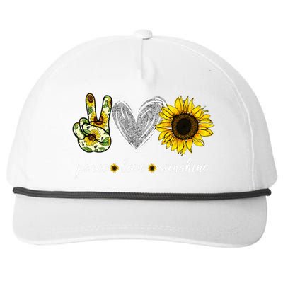 Peace Love Sunshine Sunflower Hippie Sunflower Lover Gifts Snapback Five-Panel Rope Hat