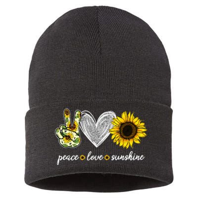 Peace Love Sunshine Sunflower Hippie Sunflower Lover Gifts Sustainable Knit Beanie