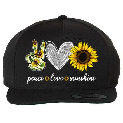 Peace Love Sunshine Sunflower Hippie Sunflower Lover Gifts Wool Snapback Cap