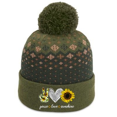 Peace Love Sunshine Sunflower Hippie Sunflower Lover Gifts The Baniff Cuffed Pom Beanie