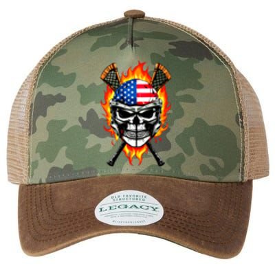 Patriotic Lacrosse Skull Legacy Tie Dye Trucker Hat