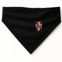 Patriotic Lacrosse Skull USA-Made Doggie Bandana
