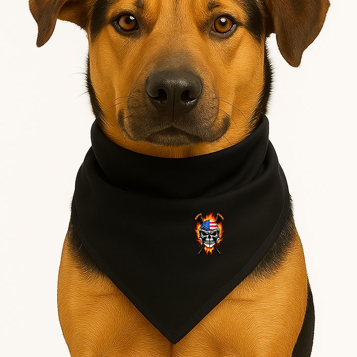Patriotic Lacrosse Skull USA-Made Doggie Bandana