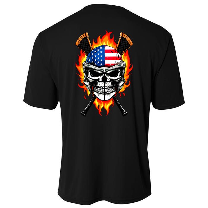 Patriotic Lacrosse Skull Performance Shirt