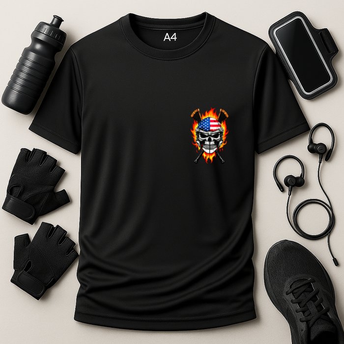 Patriotic Lacrosse Skull Performance Shirt