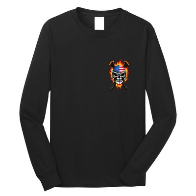 Patriotic Lacrosse Skull Long Sleeve Shirt