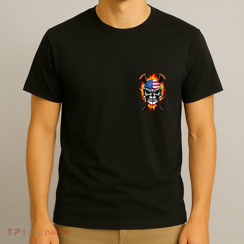 Patriotic Lacrosse Skull T-Shirt