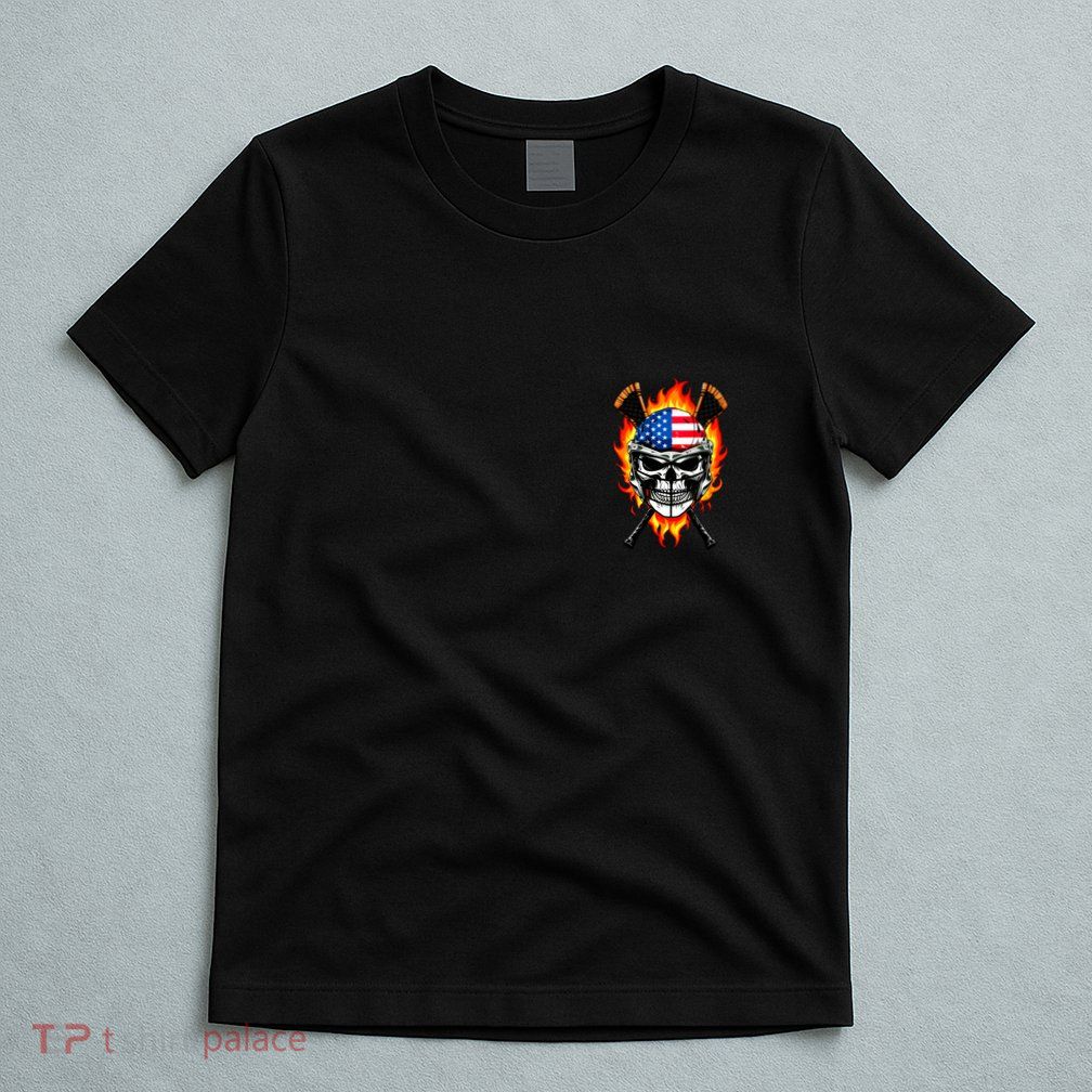 Patriotic Lacrosse Skull T-Shirt