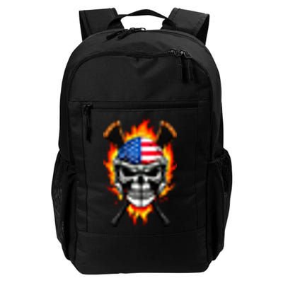 Patriotic Lacrosse Skull Daily Commute Backpack