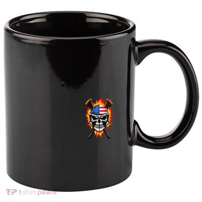 Patriotic Lacrosse Skull 11oz C Handle Ceramic Mug