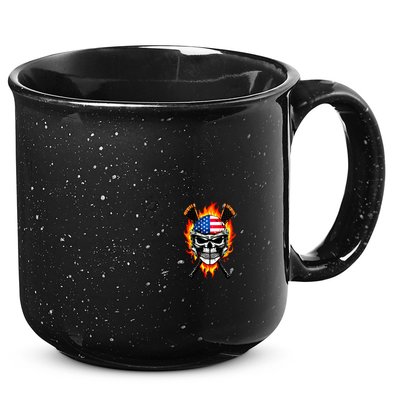 Patriotic Lacrosse Skull 15oz Campfire Ceramic Mug