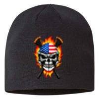 Patriotic Lacrosse Skull Sustainable Beanie