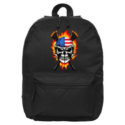 Patriotic Lacrosse Skull 16 in Basic Backpack