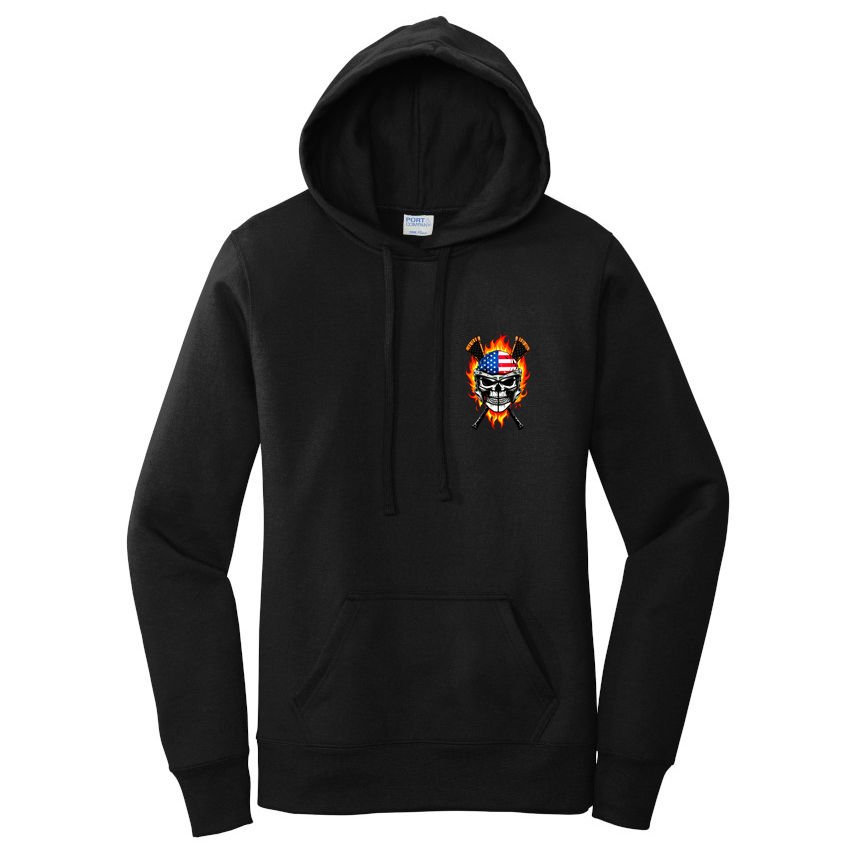 Patriotic Lacrosse Skull Women's Pullover Hoodie