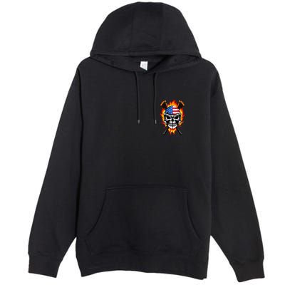 Patriotic Lacrosse Skull Premium Pullover Hoodie
