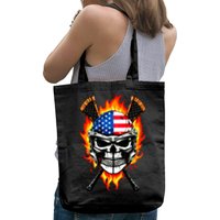 Patriotic Lacrosse Skull Tote Bag