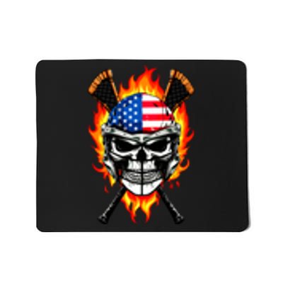 Patriotic Lacrosse Skull Mousepad