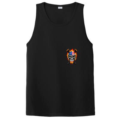 Patriotic Lacrosse Skull PosiCharge Competitor Tank